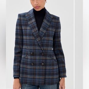 Veronica Beard Plaid Wool-Blend Double-Breasted Jacket NWOT